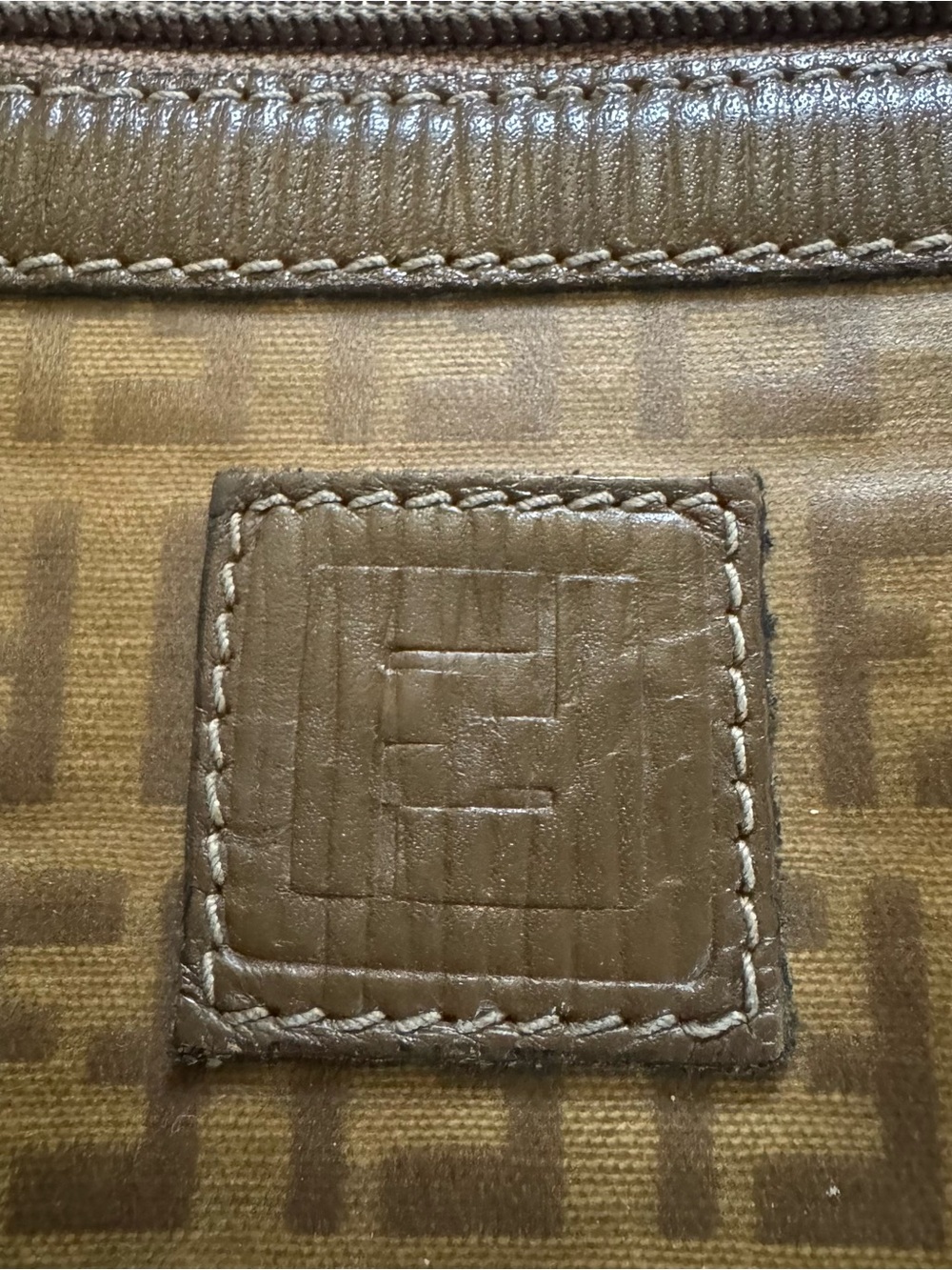 Vintage FENDI Zucchino FF Monogram Leather Vinyl Shoulder Crossbody Bag Italy - Picture 3 of 11